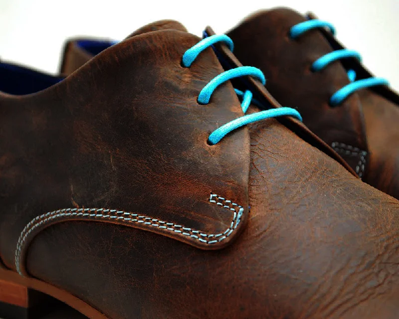 [Electric Blue] - Round Waxed Cotton Shoelaces