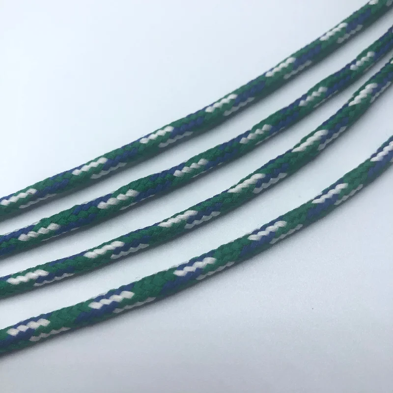 Round Multi-Color Shoelaces - Green, Blue and White