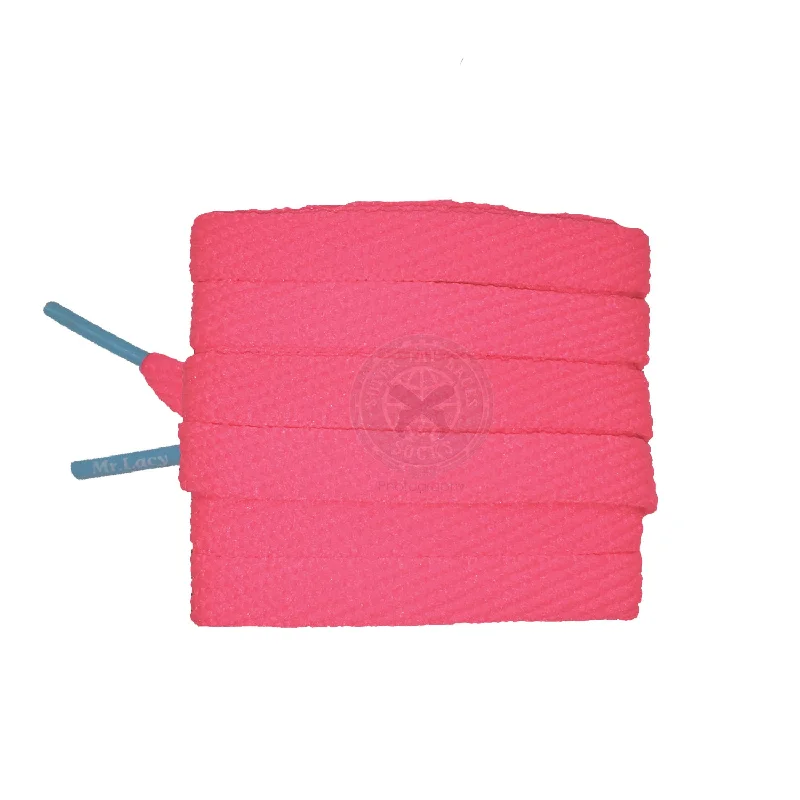 Mr Lacy Flatties Junior Colour Tips - Neon Pink & Mellow Blue Shoelaces