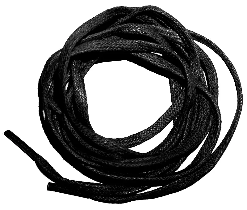 [Obsidian Black] - Thin Flat Waxed Cotton Shoelaces