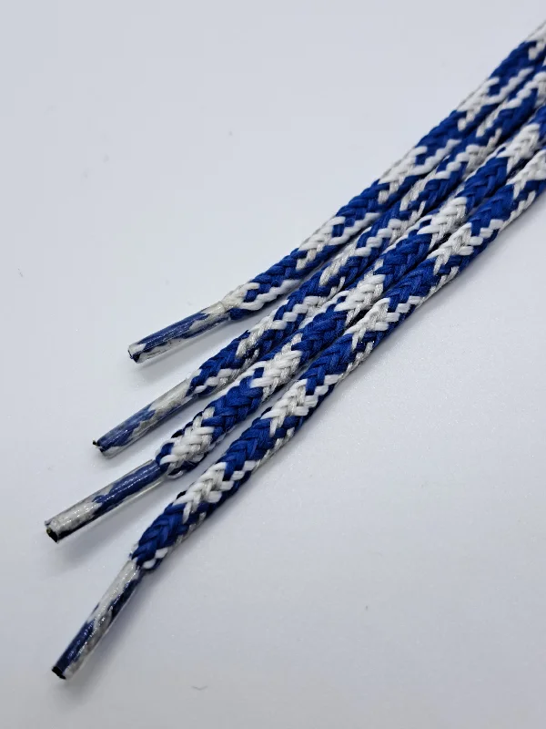 Round Multi-Color Shoelaces - Royal, Silver and White