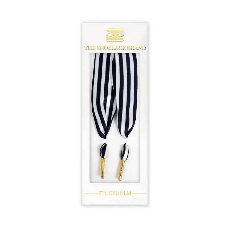 The Shoelace Brand - Navy Striped Scarf Shoelaces (100cm)