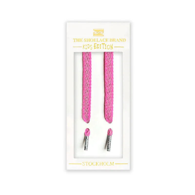 The Shoelace Brand - Reflective Pink Kids Shoelaces (70cm)