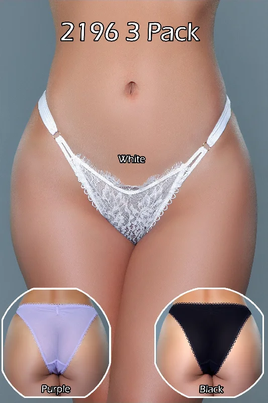 Aspen Lace/Mesh Brazilian 3 Pack Panties