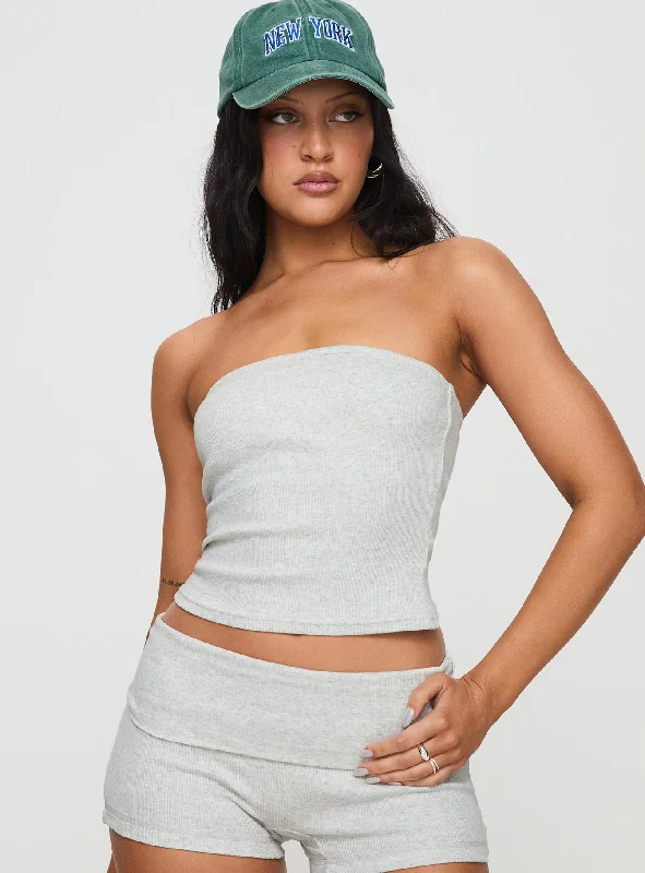 Baseline Strapless Rib Top Grey