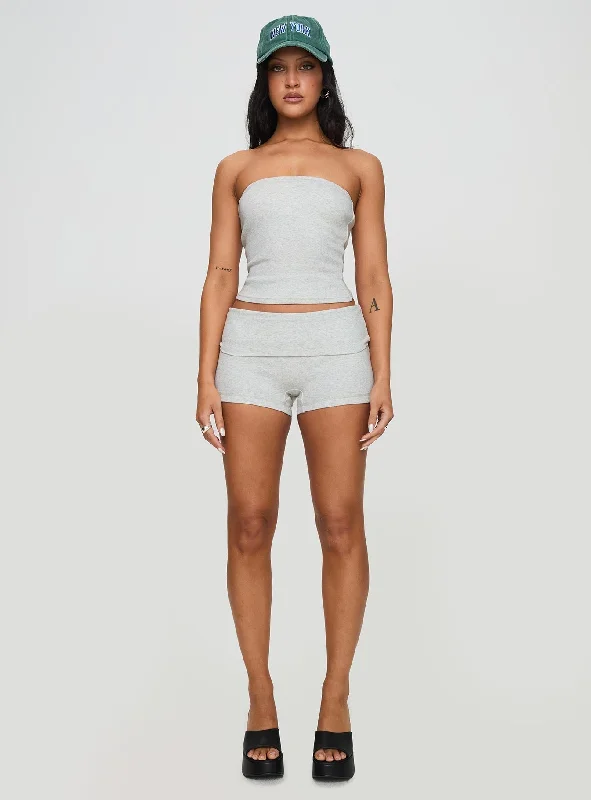 Baseline Strapless Rib Top Grey