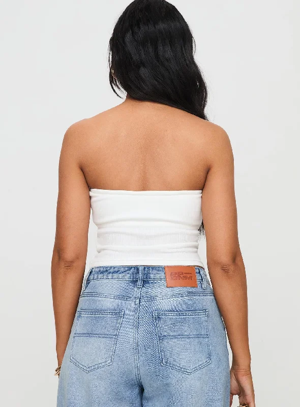 Baseline Strapless Rib Top White