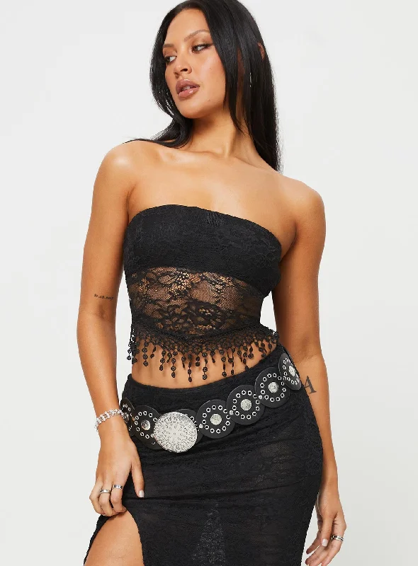 Calathea Strapless Lace Top Black