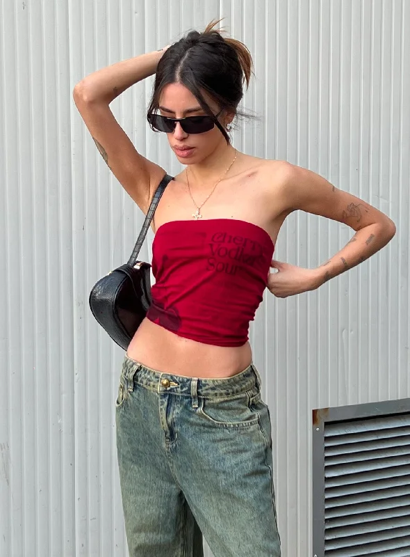 Cherry Sip Tube Top Red