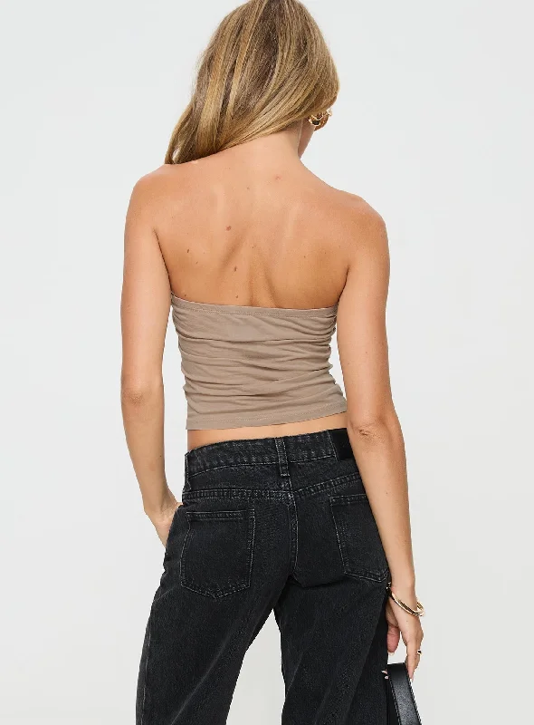 Espresso Hotel Strapless Top Brown