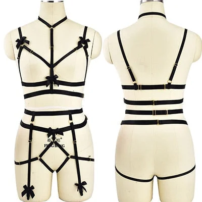 Full 3 Ribbon Black Body Harness