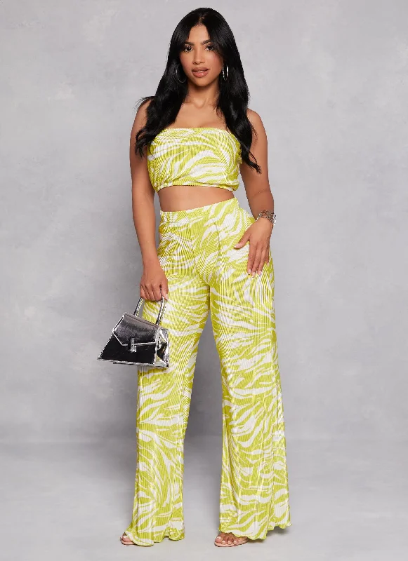 Plisse Printed Cropped Tube Top