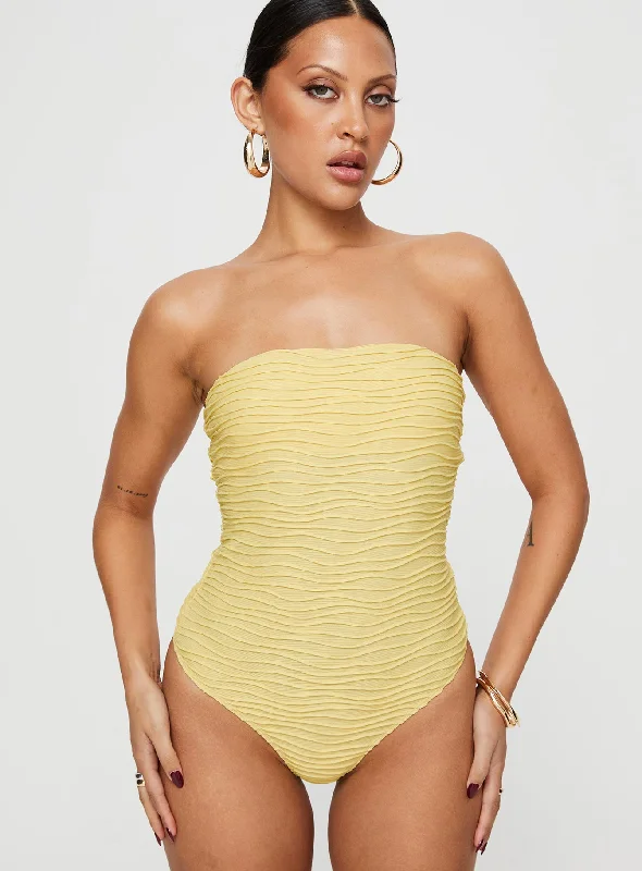 Makena Strapless Bodysuit Yellow