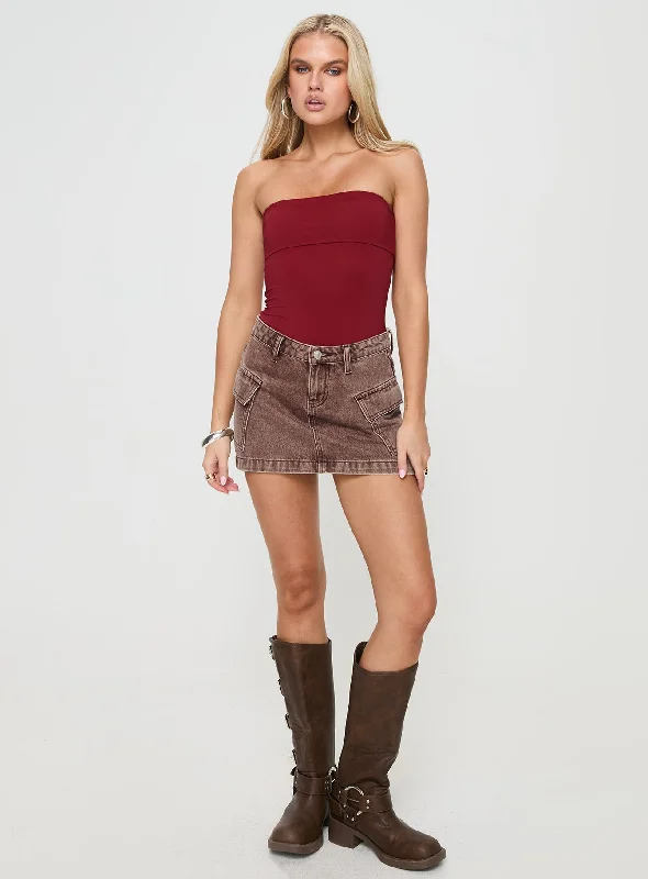 Niner Strapless Bodysuit Burgundy