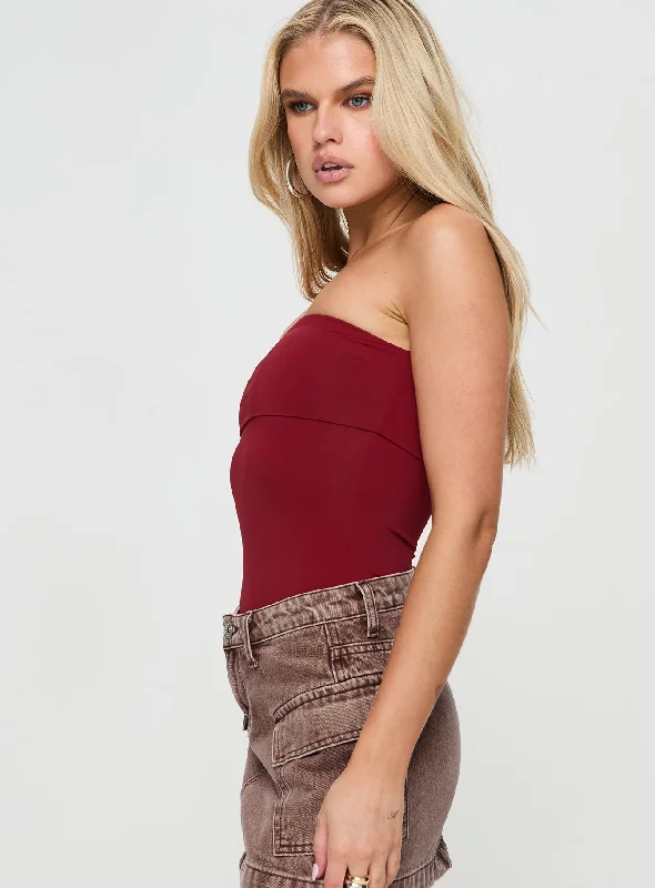 Niner Strapless Bodysuit Burgundy