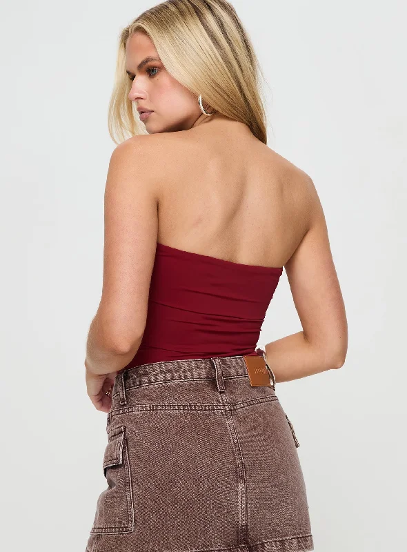 Niner Strapless Bodysuit Burgundy