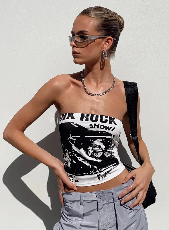 Punk Rock Strapless Top White