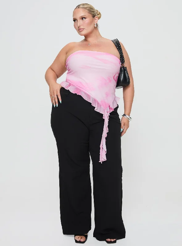 Travessa Asymmetric Tube Top Pink Curve