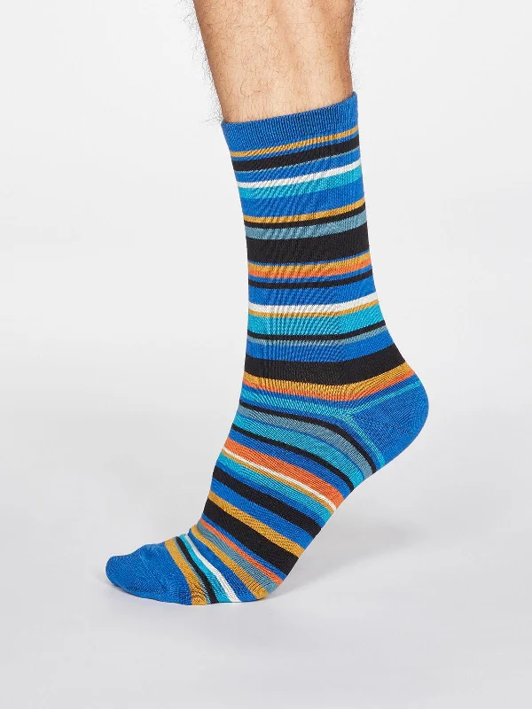 Braxton Stripe Socks - Bright Blue