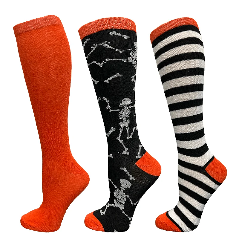 Halloween Skeletons Knee High Socks 3 Pack