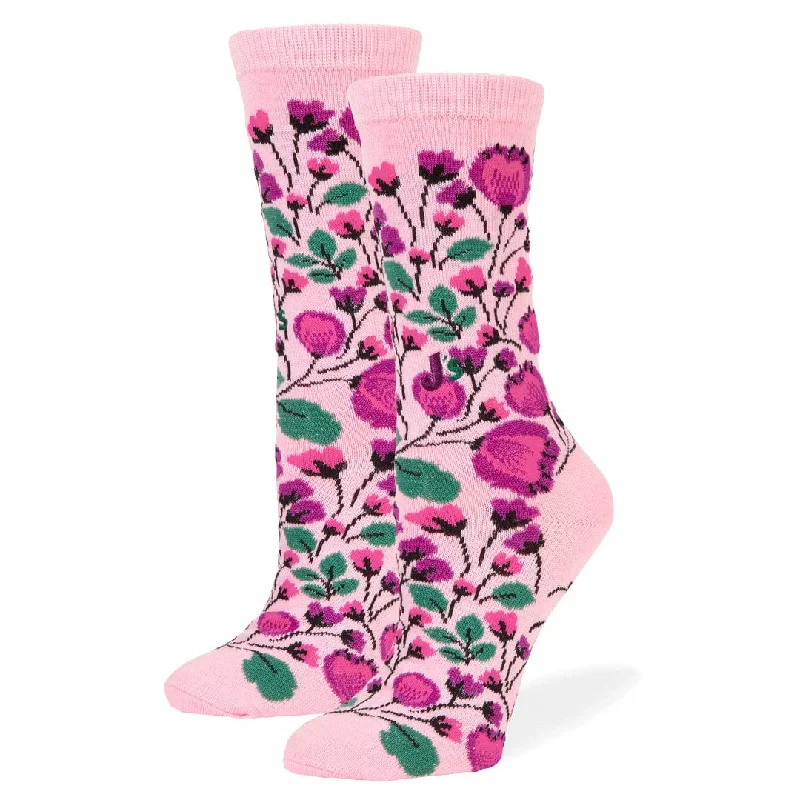 Pink Floral Crew Socks