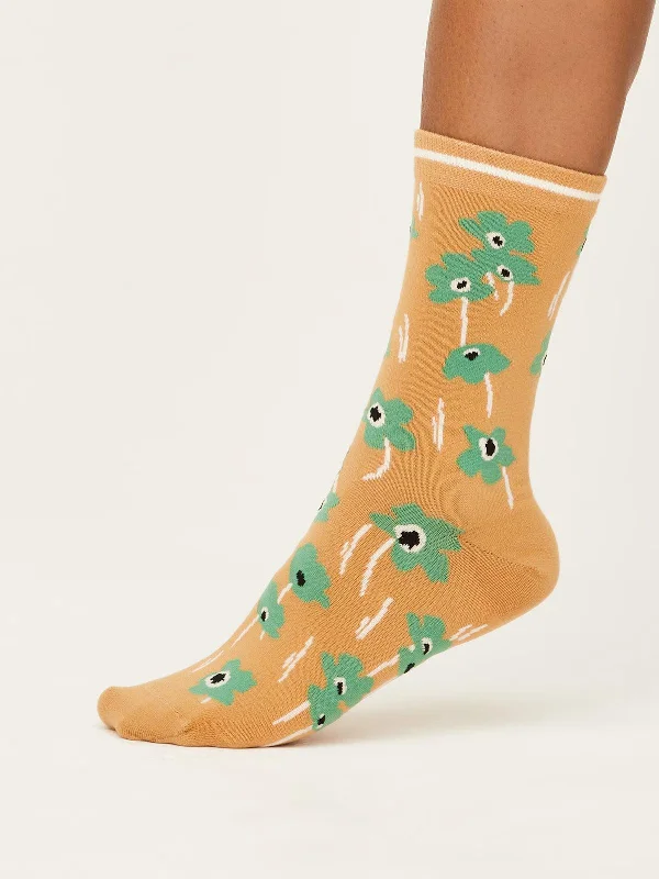 Summer Poppies Socks - Mango Yellow