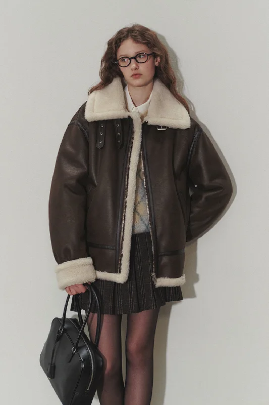 LOOSE FIT LINE SHEARLING JACKET