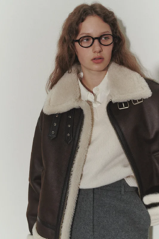 LOOSE FIT LINE SHEARLING JACKET