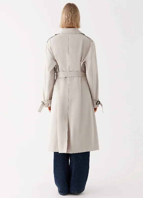 Frenchy Oversized Trench Coat - Stone