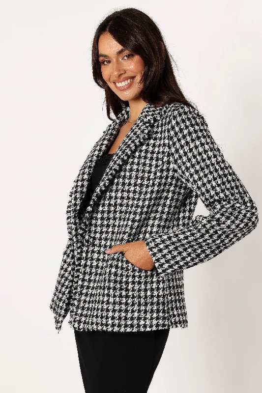 Leighton Houndstooth Blazer - Cream