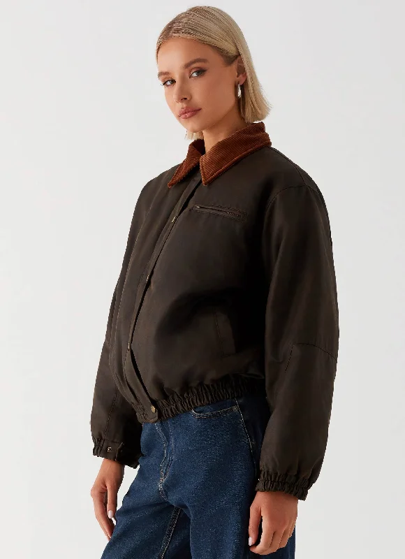 Lucky Gal Bomber Jacket - Waxed Brown