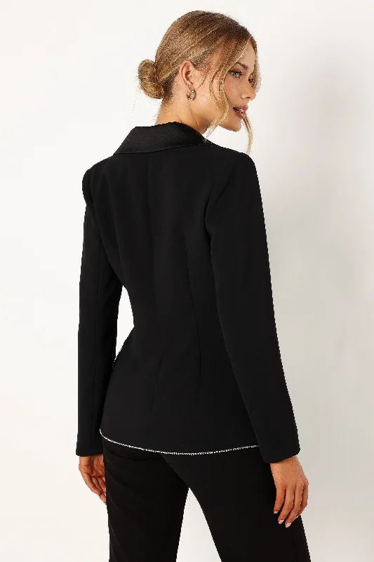 Shiloh Crystal Embellished Blazer - Black