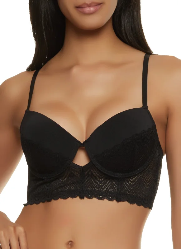 Cut Out Front Long Line Plunge Bra