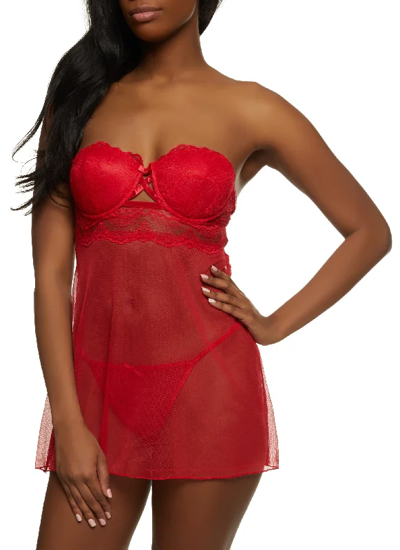 Lace Convertible Babydoll and G String