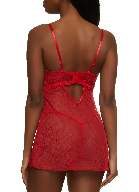 Lace Convertible Babydoll and G String